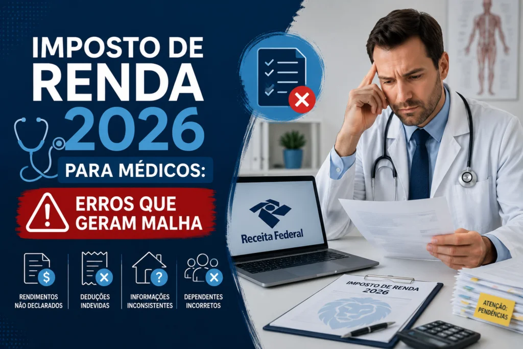 Imposto de Renda 2026 para médicos: erros que geram malha